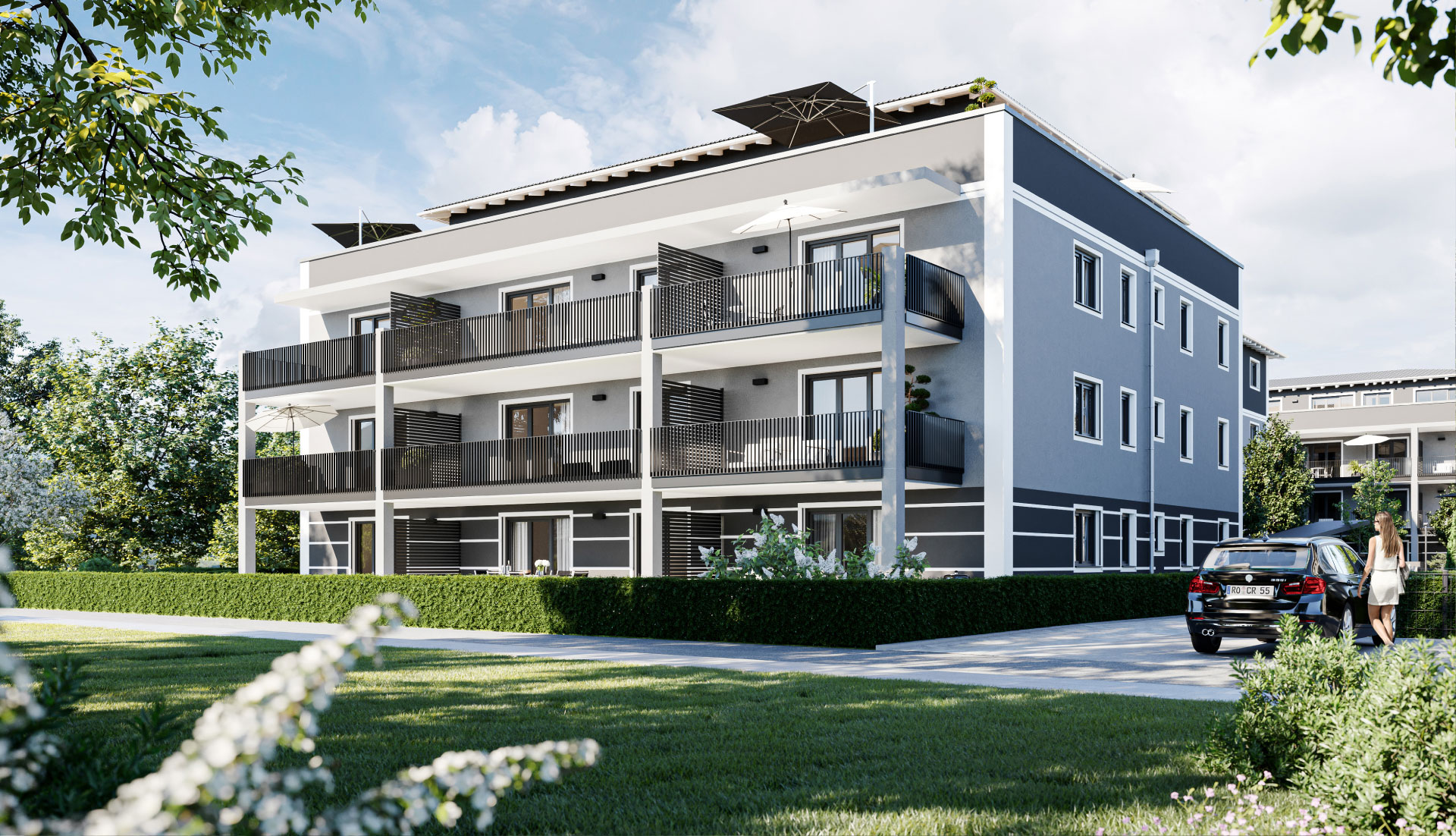 Außenansicht der Chiemgau Residenzen als Kunden-Rendering
