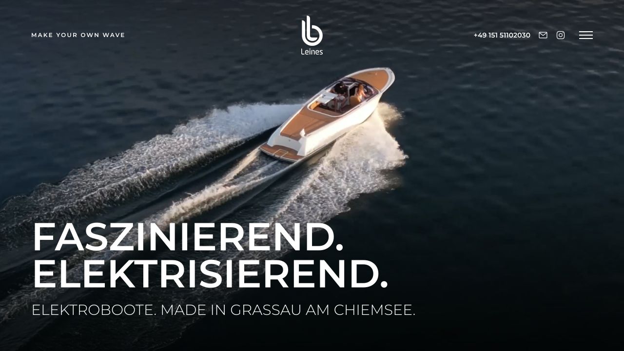 Filmische Startseite der Leines Boote Webseite